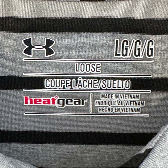 Under Armour HeatGear Men’s Golf Polo Gray Black Stripes Size Large - Picture 4 of 6